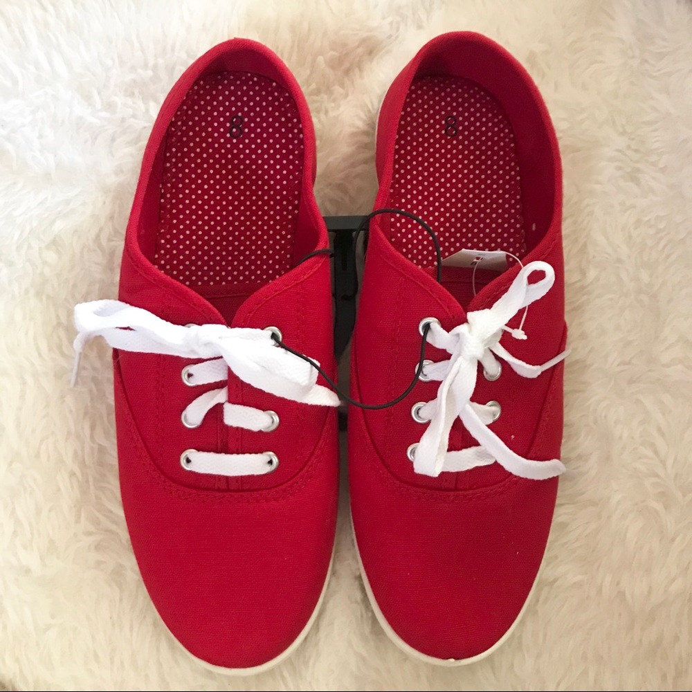 Women’s Red canvas casual shoes. Size 8